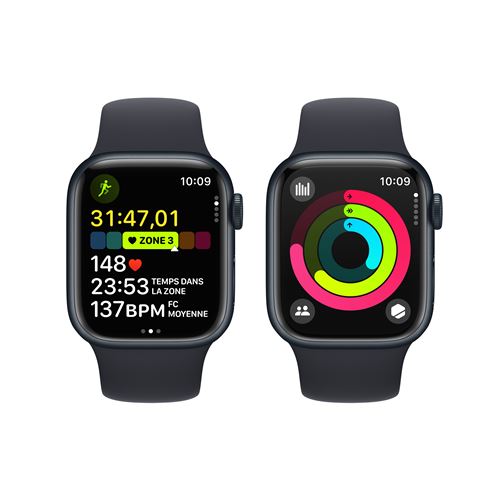 Apple Watch Series 9 Boîtier en Aluminium (45 mm / GPS) - Bracelet Sport Minuit