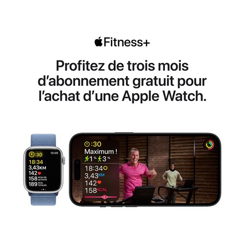 Apple Watch Series 9 Boîtier en Aluminium (45 mm / GPS) - Bracelet Sport Argent